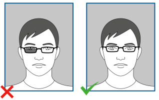 Requisitos de las gafas en las fotografías