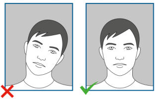 Von links nach rechts: 1. Kopf geneigt, 2. vorschriftsgemäß